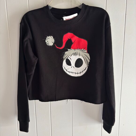 Disney Nightmare Before Christmas Jack Skellington Raw Hem L Crop Sweatshirt #C - Picture 1 of 4